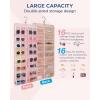 BAGSMART Hanging Jewelry Organizer, Dust Proof Sunglasses Storage Case Wall Mounted, Travel Dual Sided Glasses Case Multiple Pairs, Eyeglasses Holder with 32 Clear Slots & Metal Hook, Black(Pink)