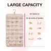 BAGSMART Hanging Jewelry Organizer Storage Roll with Hanger Metal Hooks Double-Sided Jewelry Holder for Earrings, Necklaces, Rings on Closet, Wall, Door, 1 piece, Large, Black(Pink)