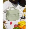 BAGSMART Insulated Lunch Bags for Women, Cute Quilted Lunch Box, Lightweight Puffy Padded Waterproof Lunch Tote, Reusable Lunch Cooler for Work Picnic Travel, Black(Sage Green)