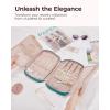 BAGSMART Jewelry Organizer Case Large Travel Jewelry Storage Bag for Necklace, Earrings, Rings, Bracelet, Soft Pink(Teal)