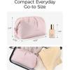 BAGSMART Makeup Bag Travel Toiletry Bag, Cute Make Up Bag, Large Capacity Cosmetic Bags for Women, Wide-open Makeup Pouch Travel Essentials Toiletries Accessories Brushes (Pink)(Dark pink)