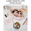 BAGSMART Makeup Bag Travel Toiletry Bag, Cute Make Up Bag, Large Capacity Cosmetic Bags for Women, Wide-open Makeup Pouch Travel Essentials Toiletries Accessories Brushes (Pink)(Pink)