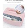 BAGSMART Toiletry Bag for Women, Travel Makeup Bag, Wide-open Portable Make Up Bag Organizer for Women for Travel Essentials Travel-Size Toiletries Accessories Bottles, Brushes, Pink