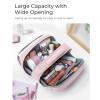 BAGSMART Toiletry Bag for Women, Travel Makeup Bag, Wide-open Portable Make Up Bag Organizer for Women for Travel Essentials Travel-Size Toiletries Accessories Bottles, Brushes, Pink