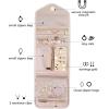 BAGSMART Travel Jewelry Organizer Case Foldable Small Jewelry Roll for Journey Rings, Necklaces, Earrings, Bracelets,Mini,Soft Pink(Beige)