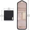 BAGSMART Travel Jewelry Organizer Case Foldable Small Jewelry Roll for Journey Rings, Necklaces, Earrings, Bracelets,Mini,Soft Pink(Black)