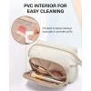 BAGSMART Travel Makeup Bag, Cosmetic Bag Make Up Organizer Case,Large Wide-open Pouch for Women Purse for Toiletries Accessories Brushes(D-1 Layer- Beige)