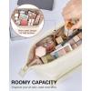 BAGSMART Travel Makeup Bag, Cosmetic Bag Make Up Organizer Case,Large Wide-open Pouch for Women Purse for Toiletries Accessories Brushes(D-1 Layer- Beige)