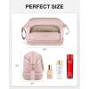 BAGSMART Travel Makeup Bag, Cosmetic Bag Make Up Organizer Case,Large Wide-open Pouch for Women Purse for Toiletries Accessories Brushes(M-2 Layers- Pink)