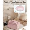 BAGSMART Travel Makeup Bag, Make Up Bag with Multiple Compartments for Organizer, Durable & Compact Cosmetic Organizer for Women for Travel Accessories (Beige)(Pink)