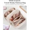 BAGSMART Travel Makeup Bag, Make Up Bag with Multiple Compartments for Organizer, Durable & Compact Cosmetic Organizer for Women for Travel Accessories (Beige)(Beige)