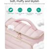 BAGSMART Travel Makeup Bag with Jewelry Organizer, Portable Make Up Bag, Puffy Wide-Opening Cosmetic Storage Pouch for Women’s Toiletries and Travel Essentials (Dark Pink)(Dark Pink)