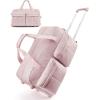 BAGSMART 42L Rolling Duffle Bag with Wheels, Carry On Bag Duffel Bag for Travel, Wet Pocket Duffle Bag with Wheels and Handle, Brown(Pink)