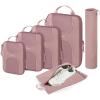 BAGSMART 6 Set Packing Cubes for Suitcases, Lightweight Suitcase Organizers & Compression Travel Cubes(01-Dusty Pink)