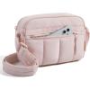 BAGSMART Anti Theft Crossbody Bags for Women Travel Purse, Medium Quilted Puffy cross body bag, Handbags Shoulder Purses, Black-medium(Baby Pink)