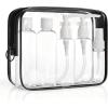 BAGSMART Clear Toiletry Bag, 2 Pack TSA Approved Travel Toiletry Bag Carry on Travel Accessories Bag Airport Airline Quart Size Bags Water Repellent Makeup Cosmetic Bag for Women (Black-2pcs)(Pure Black)