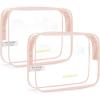 BAGSMART Clear Toiletry Bag, 2 Pack TSA Approved Travel Toiletry Bag Carry on Travel Accessories Bag Airport Airline Quart Size Bags Water Repellent Makeup Cosmetic Bag for Women (Black-2pcs)(Chic Nude Pink)