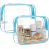 BAGSMART Clear Toiletry Bag, 2 Pack TSA Approved Travel Toiletry Bag Carry on Travel Accessories Bag Airport Airline Quart Size Bags Water Repellent Makeup Cosmetic Bag for Women (Black-2pcs)(Distinct Blue)