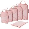 BAGSMART Compression Packing Cubes – 6 Set Travel Packing Cubes for Suitcases, Compression Suitcase Organizers with Shoe Bag(01-Baby Pink)