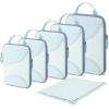 BAGSMART Compression Packing Cubes – 6 Set Travel Packing Cubes for Suitcases, Compression Suitcase Organizers with Shoe Bag(03-Light Blue)