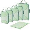 BAGSMART Compression Packing Cubes – 6 Set Travel Packing Cubes for Suitcases, Compression Suitcase Organizers with Shoe Bag(07-Kohlrabi Green)