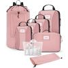 BAGSMART Compression Packing Cubes, 6 PCS Packing Cubes for Suitcases, Travel Bags Organizer for Luggage, Lightweight Packing Cube for Travel Essentials(Pink)