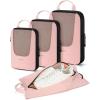 BAGSMART Compression Packing Cubes, Travel Cubes for Packing, 6/5/4 Set Suitcase Organizer Bags Set, Lightweight Packing Organizers(02-Baby Pink)