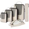 BAGSMART Compression Packing Cubes, Travel Cubes for Packing, 6/5/4 Set Suitcase Organizer Bags Set, Lightweight Packing Organizers(A-Beige)