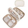 BAGSMART Electronics Organizer Travel Case, Cord Organizer for Women, Travel Cable Bag (Beige)(A-Double Layer Beige)