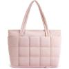 BAGSMART Expandable Tote Bag for Women, Zippered Puffer Design with Water-Resistant Quilted, Nurse and Carry-On Travel Bag, Pink
