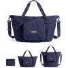 BAGSMART Foldable Travel Bag, 37L Duffle Bag for Travel, Expendable Carry on Weekender Duffel, Lightweight Personal Item Bag, Camel(Navy Blue)