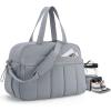 BAGSMART Gym Bag for Women, Duffle Bag for Travel with Wet Pocket, Lightweight Carry on Weekender Duffel, Water Resistant(Light Gray)