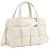 BAGSMART Gym Bag for Women, Personal Item Puffer Duffle Bag, Weekender Overnight Carry On Tote Handag for Travel(Beige)