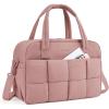BAGSMART Gym Bag for Women, Personal Item Puffer Duffle Bag, Weekender Overnight Carry On Tote Handag for Travel(Dark Pink)