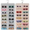 BAGSMART Hanging Jewelry Organizer, Dust Proof Sunglasses Storage Case Wall Mounted, Travel Dual Sided Glasses Case Multiple Pairs, Eyeglasses Holder with 32 Clear Slots & Metal Hook, Black(Grey)