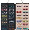 BAGSMART Hanging Jewelry Organizer, Dust Proof Sunglasses Storage Case Wall Mounted, Travel Dual Sided Glasses Case Multiple Pairs, Eyeglasses Holder with 32 Clear Slots & Metal Hook, Black(Black)