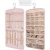 BAGSMART Hanging Jewelry Organizer Storage with Hanger Metal Hooks Double-Sided Jewelry Holder for Earrings, Necklaces, Rings on Closet, Wall, Door, 1 piece Large Black(Pink)