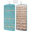 BAGSMART Hanging Jewelry Organizer Storage with Hanger Metal Hooks Double-Sided Jewelry Holder for Earrings, Necklaces, Rings on Closet, Wall, Door, 1 piece Large Black(Teal)