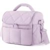 BAGSMART Insulated Lunch Bags for Women, Cute Quilted Lunch Box, Lightweight Puffy Padded Waterproof Lunch Tote, Reusable Lunch Cooler for Work Picnic Travel, Black(Lavender Purple)