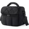 BAGSMART Insulated Lunch Bags for Women, Cute Quilted Lunch Box, Lightweight Puffy Padded Waterproof Lunch Tote, Reusable Lunch Cooler for Work Picnic Travel, Black(Black)