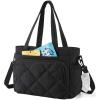 BAGSMART Lunch Bag Women Large Lunch Box Insulated Tote Bag with Multi-Pockets Quilted Puffy Tote for Work, Outdoors(04-Black)