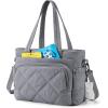 BAGSMART Lunch Bag Women Large Lunch Box Insulated Tote Bag with Multi-Pockets Quilted Puffy Tote for Work, Outdoors(05-Gray)