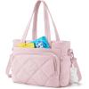BAGSMART Lunch Bag Women Large Lunch Box Insulated Tote Bag with Multi-Pockets Quilted Puffy Tote for Work, Outdoors(06-Baby Pink)