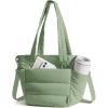 BAGSMART Lunch Bag Women Small Insulated Tote with Lunch Compartment Quilted Lightweight Puffy Tote Bag for Work, Travel, Outdoor, Black(04-Green)