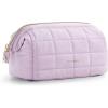 BAGSMART Makeup Bag Travel Toiletry Bag, Puffy Padded Make Up Bags for Women Makeup Organizer Case, Wide-open Pouch Purse Travel Essentials Toiletries Accessories Brushes, Pink(16-Lavender Purple)