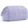 BAGSMART Makeup Bag Travel Toiletry Bag, Puffy Padded Make Up Bags for Women Makeup Organizer Case, Wide-open Pouch Purse Travel Essentials Toiletries Accessories Brushes, Pink(04-Purple)