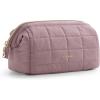 BAGSMART Makeup Bag Travel Toiletry Bag, Puffy Padded Make Up Bags for Women Makeup Organizer Case, Wide-open Pouch Purse Travel Essentials Toiletries Accessories Brushes, Pink(11-Grayish Purple)