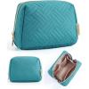 BAGSMART Small Makeup Bag, Travel Cosmetic Bag Make Up Pouch Small Travel Zipper Pouch,Water-resistant Toiletry Bag,Makeup Organizer Bag for Women, Black(01-Teal Blue)