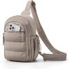 BAGSMART Small Sling Bag for Women, Puffer Crossbody Bag Purses Hobo Handbag Fanny Packs for Travel Hiking(Camel)