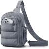 BAGSMART Small Sling Bag for Women, Puffer Crossbody Bag Purses Hobo Handbag Fanny Packs for Travel Hiking(Grey)